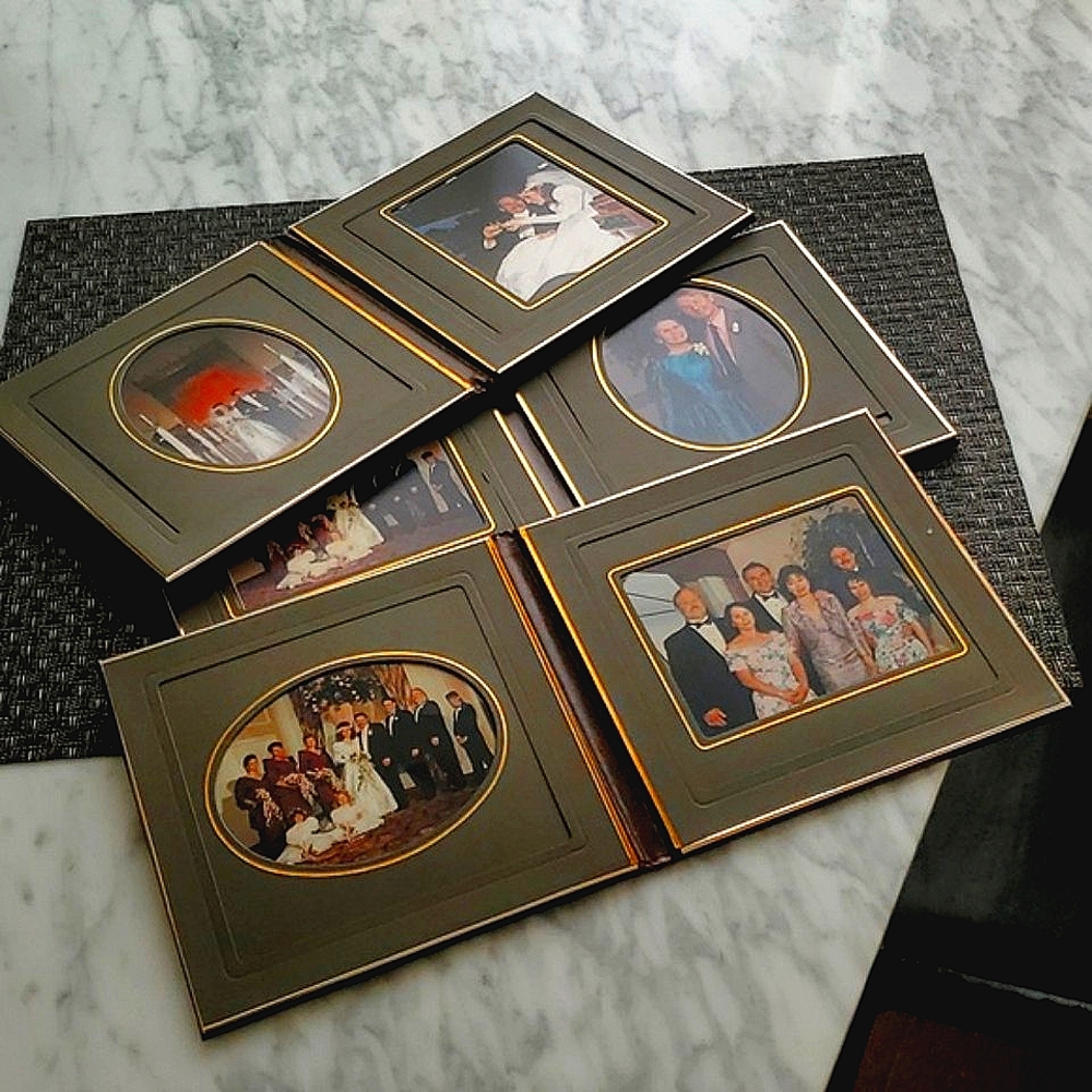 Set of three folding photo display frames